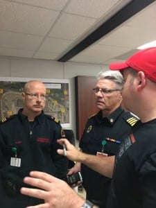 Left to right: Sturgeon County Fire Services Officer Glenn Innis, Lamont County Fire Chief Randy Siemens and Cenovus Emergency Management Advisor Colin MacDonald were all part of the mutual aid emergency response exercise held March 29th at Cenovus.